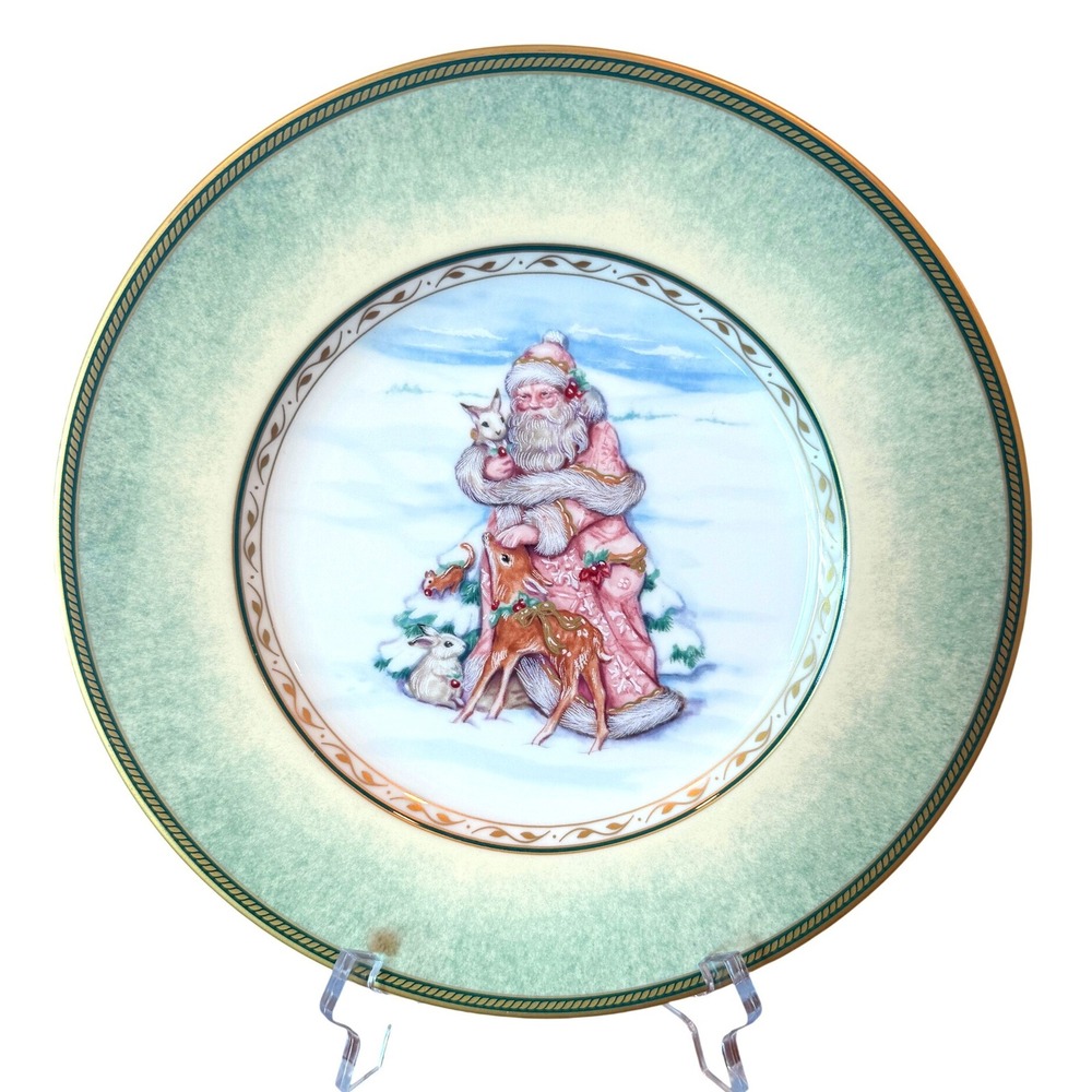 VTG Fitz and Floyd‎ Winter Holiday Santa Portrait MCMXCIX 9 3/8" Salad Plate